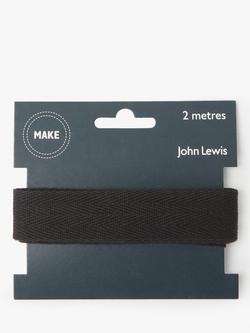 John Lewis Herringbone Tape, 25mm, Black