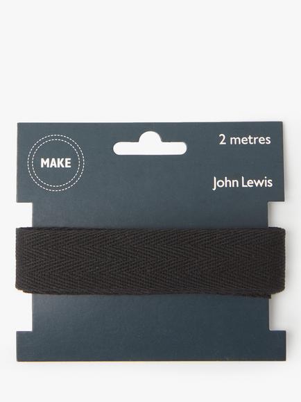John Lewis Herringbone Tape, 25mm, Black