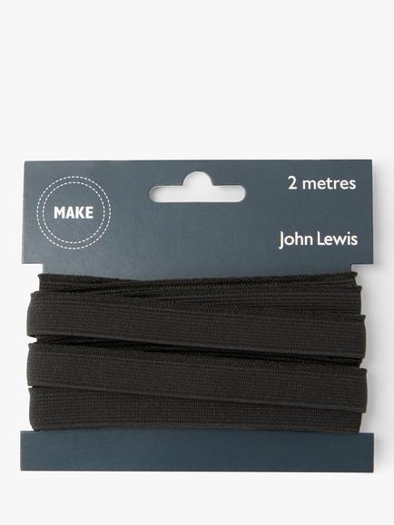 John Lewis 13mm Woven Elastic, 2m, Black