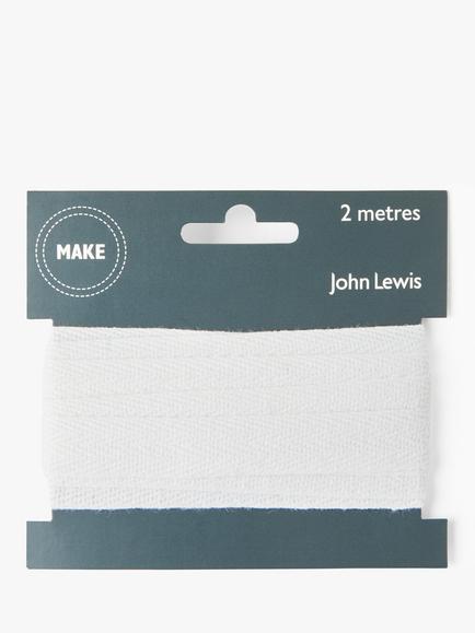 John Lewis Herringbone Tape, 15mm, White