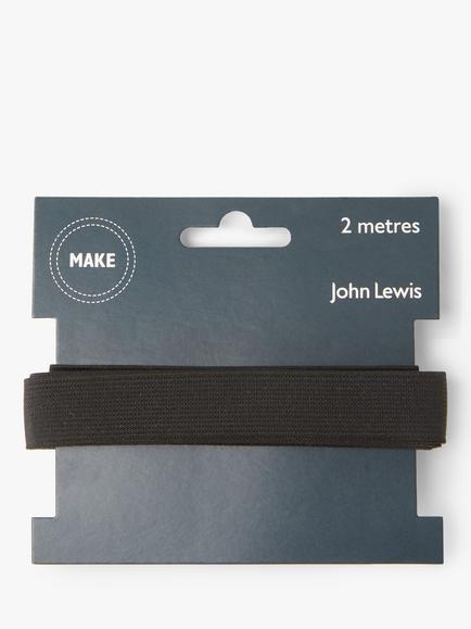 John Lewis 19mm Woven Elastic, 2m, Black, Black