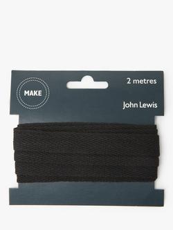 John Lewis Herringbone Tape, 15mm, Black