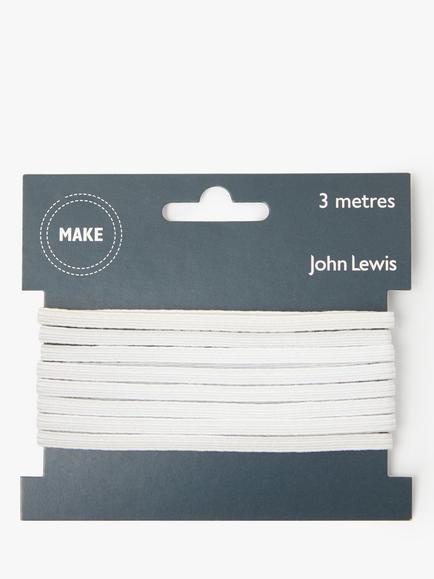 John Lewis Elastic, 4mm, White, White