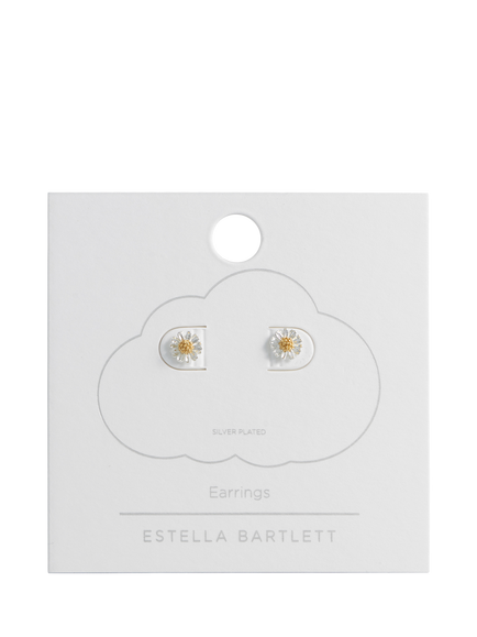 Estella Bartlett Mini Wildflower Silver Plated Earrings, Silver - view 2, Silver