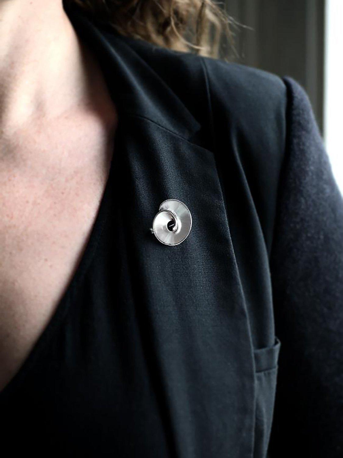 Product image 2 of 4, which shows Nina B Sterling Silver Swirl Brooch, Silver