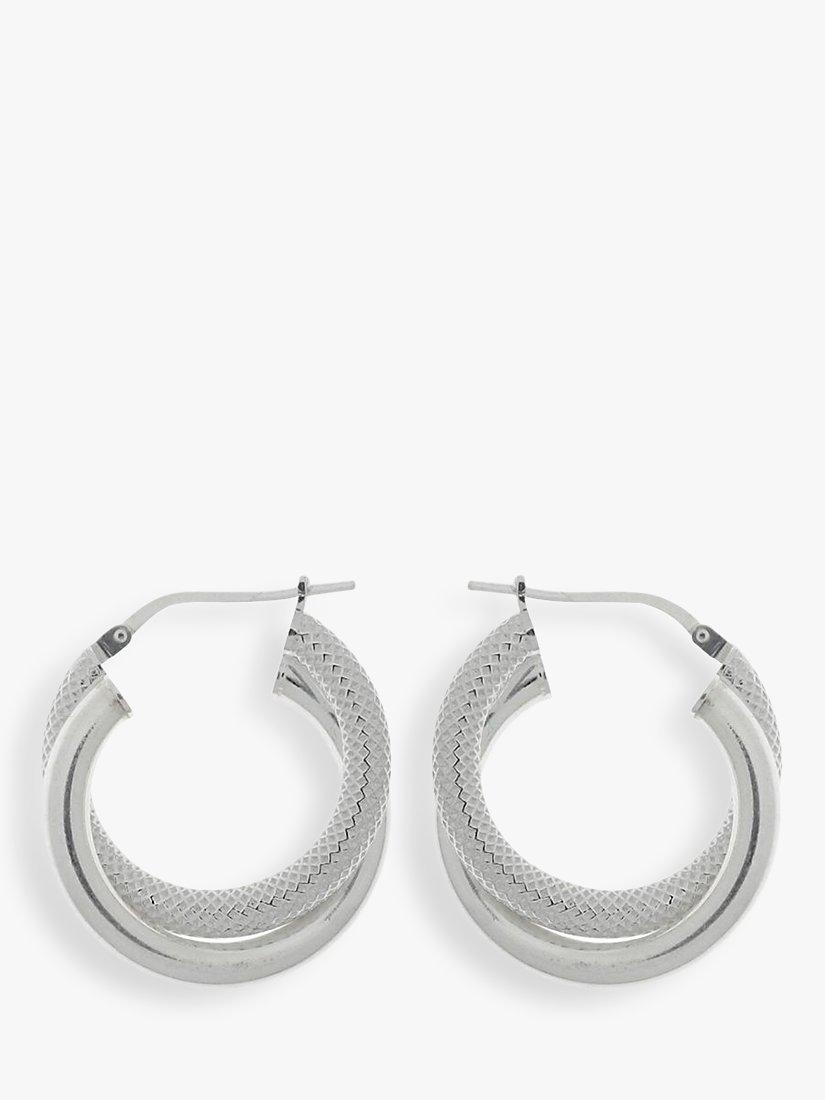 Product image 1 of 2, which shows Nina B Double Hoop Earrings, Silver