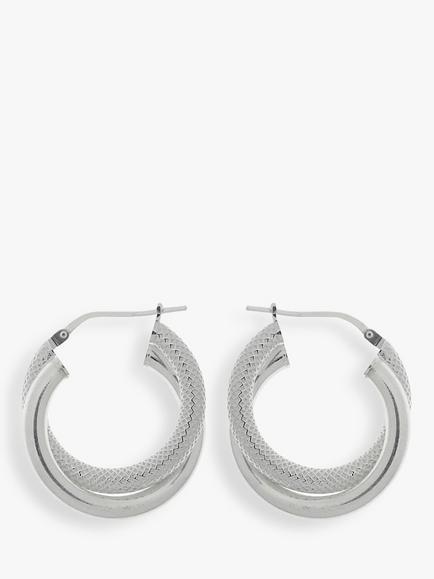 Nina B Double Hoop Earrings, Silver, Silver