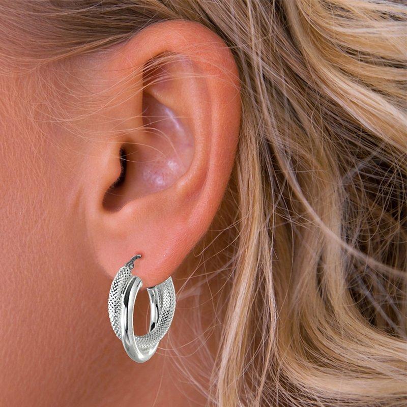 Product image 2 of 2, which shows Nina B Double Hoop Earrings, Silver