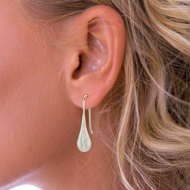 Product image 2 of 2, which shows Nina B Pear Shaped Drop Earrings, Silver