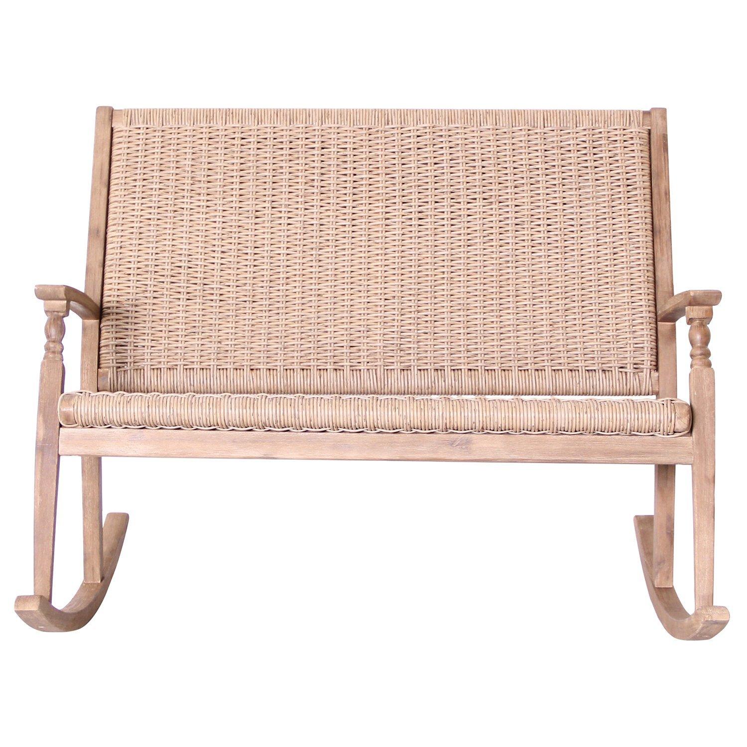 LG Outdoor Hanoi Wood & Weave 2-Seat Rocking Bench, FSC-certified (Acacia)