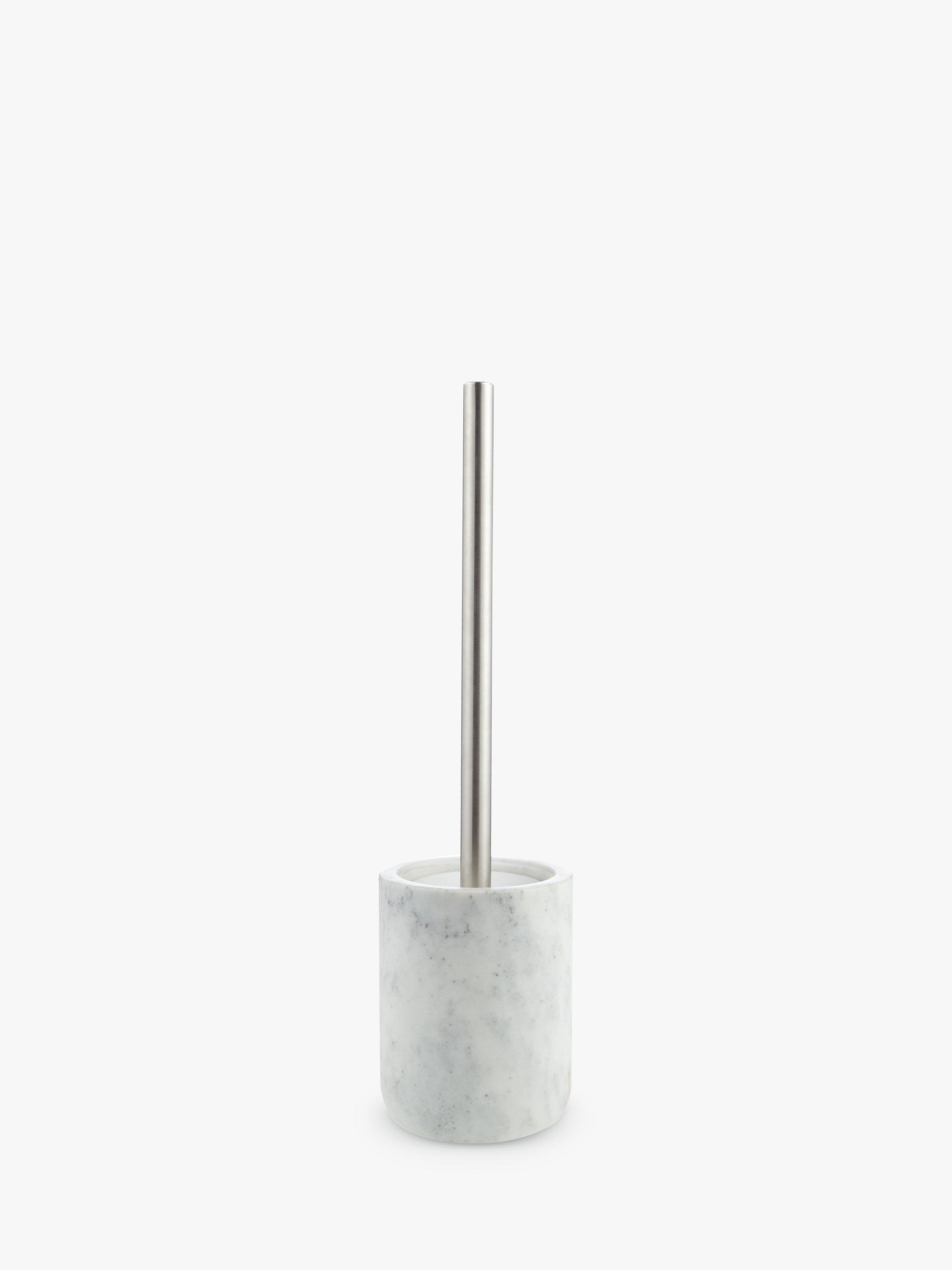 John Lewis & Partners White Marble Toilet Brush and Holder