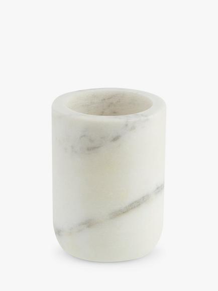 John Lewis White Marble Bathroom Tumbler, White
