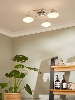 John Lewis Tameo LED Semi Flush 3 Arm Ceiling Light, Chrome - view 2, Chrome