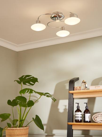 John Lewis Tameo LED Semi Flush 3 Arm Ceiling Light, Chrome - view 2, Chrome