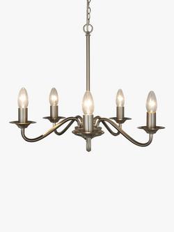 John Lewis Wakefield 5 Arm Chandelier Ceiling Light, Satin Nickel, Satin Nickel