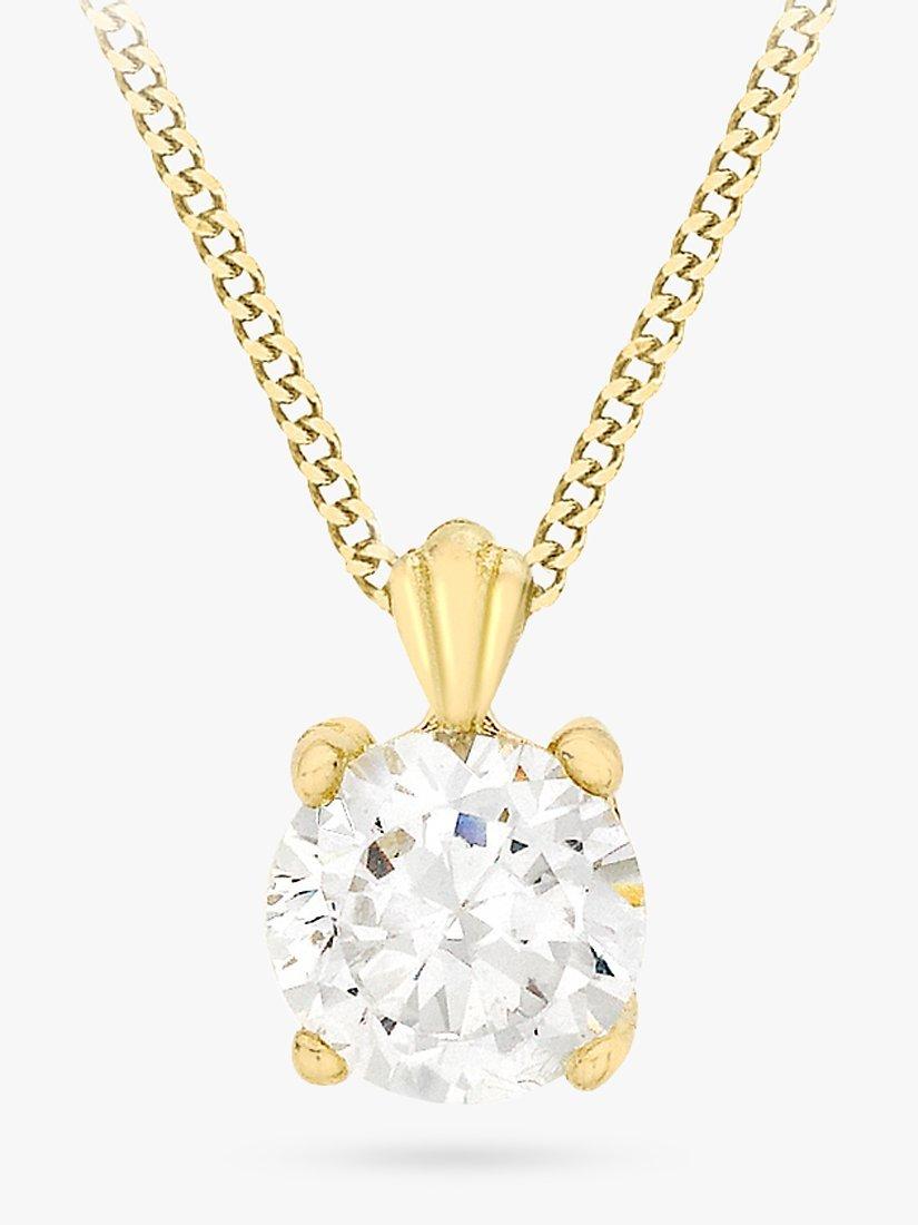 Product image 1 of 4, which shows IBB 9ct Yellow Gold Cubic Zirconia Pendant Necklace