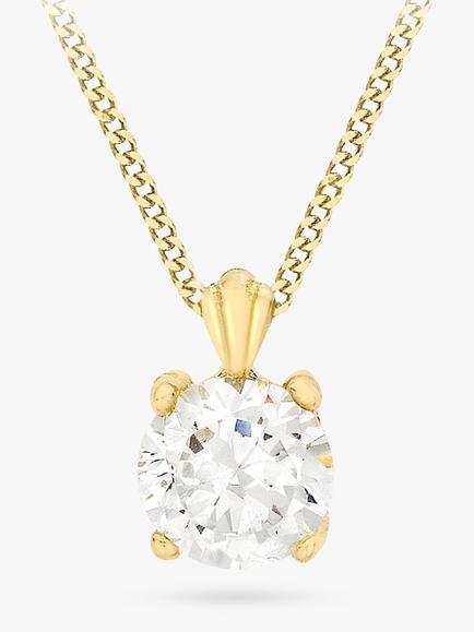 IBB 9ct Yellow Gold Cubic Zirconia Pendant Necklace, Yellow Gold