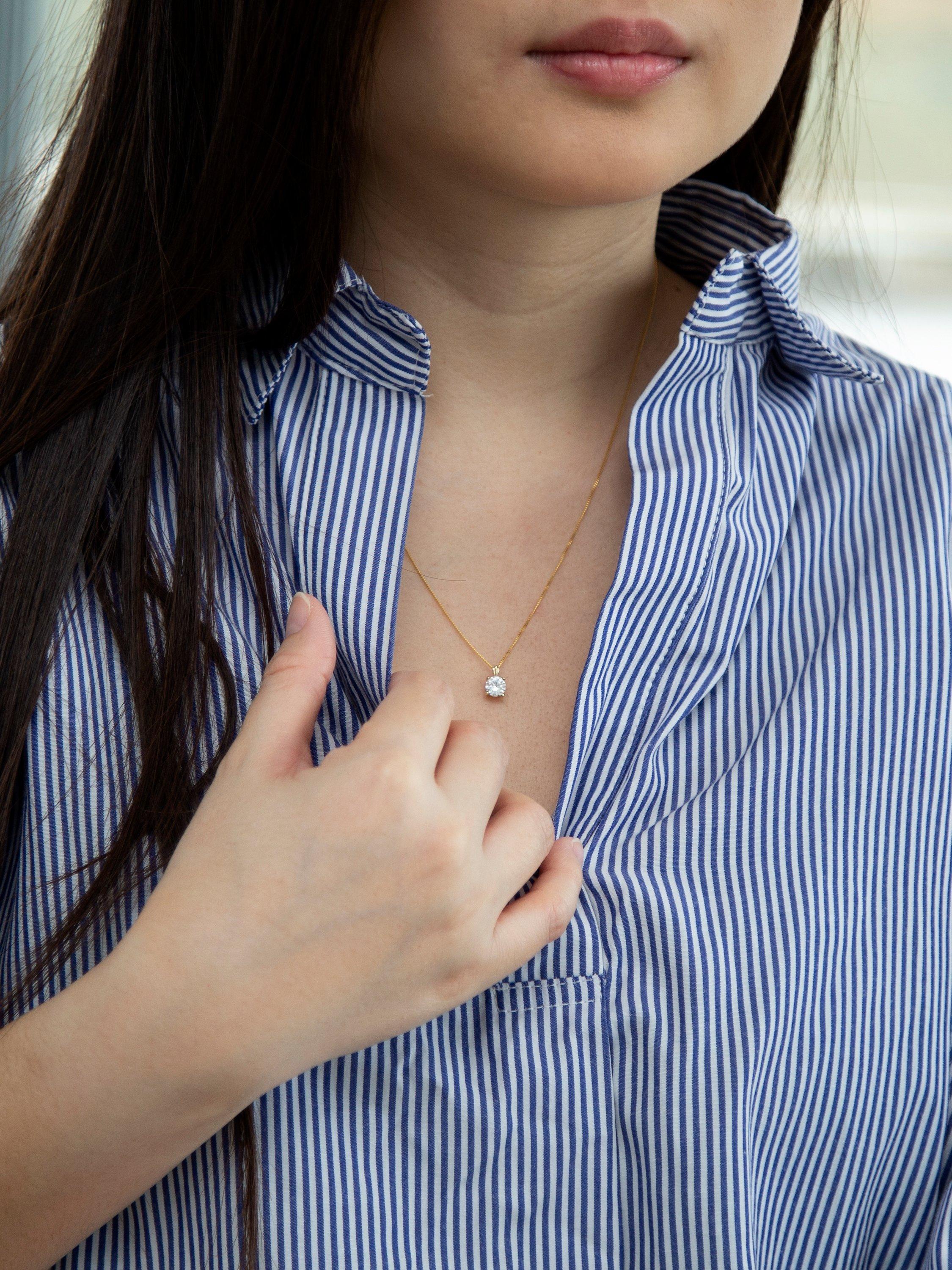 Product image 2 of 4, which shows IBB 9ct Yellow Gold Cubic Zirconia Pendant Necklace