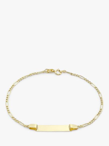 IBB 9ct Gold Hollow Figaro ID Bracelet, Gold, Gold