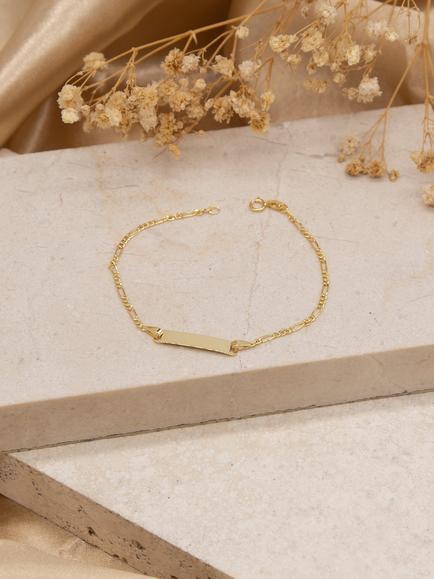 IBB 9ct Gold Hollow Figaro ID Bracelet, Gold - view 2, Gold