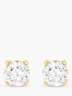 IBB 9ct Yellow Gold Cubic Zirconia Stud Earrings, Clear, Clear