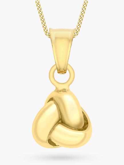IBB 9ct Yellow Gold Knot Pendant Necklace, Gold, Gold