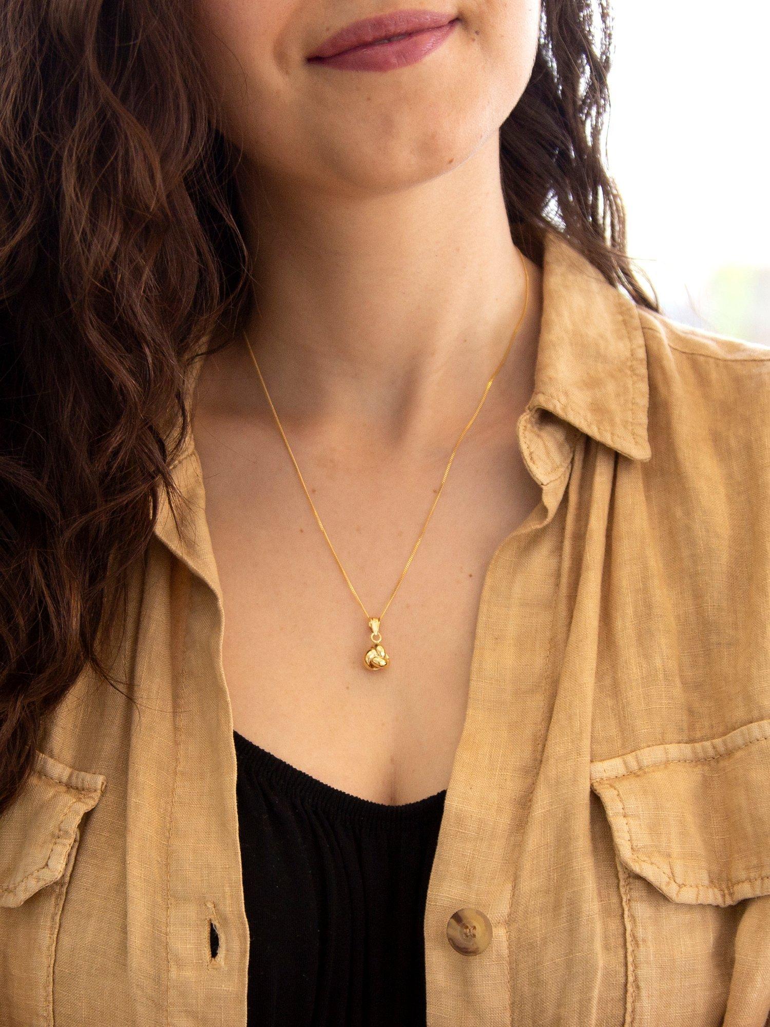 Product image 2 of 4, which shows IBB 9ct Yellow Gold Knot Pendant Necklace, Gold