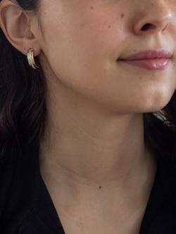 IBB 9ct Gold Three Tone Half Hoop Earrings, Multi - view 2, Multi