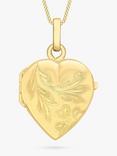 IBB 9ct Gold Flower Heart Locket Pendant Necklace, Gold