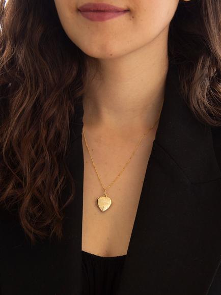 IBB 9ct Gold Flower Heart Locket Pendant Necklace, Gold - view 2, Gold