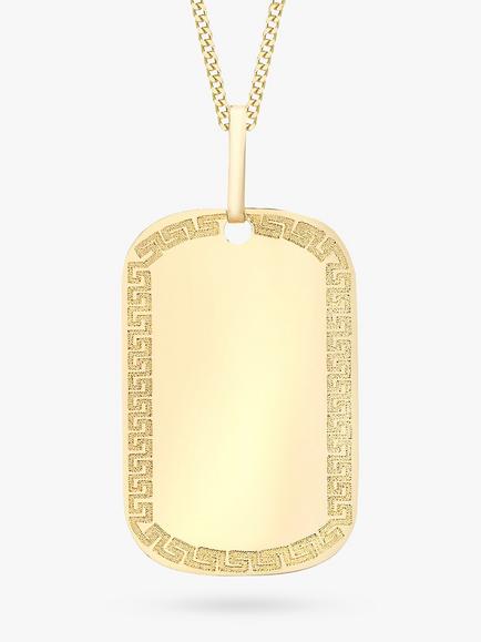 IBB 9ct Yellow Gold Grecian Dog Tag Pendant, Gold, Gold