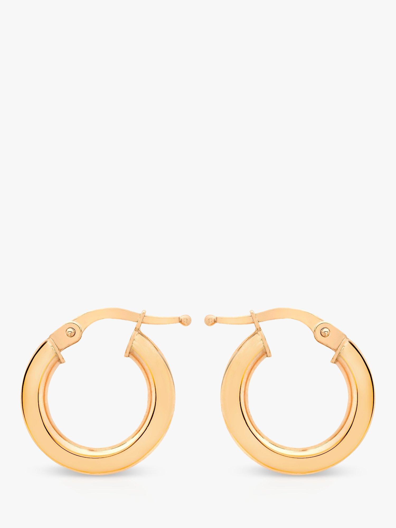 Product image 1 of 4, which shows IBB 9ct Rose Gold Creole Earrings, Rose Gold