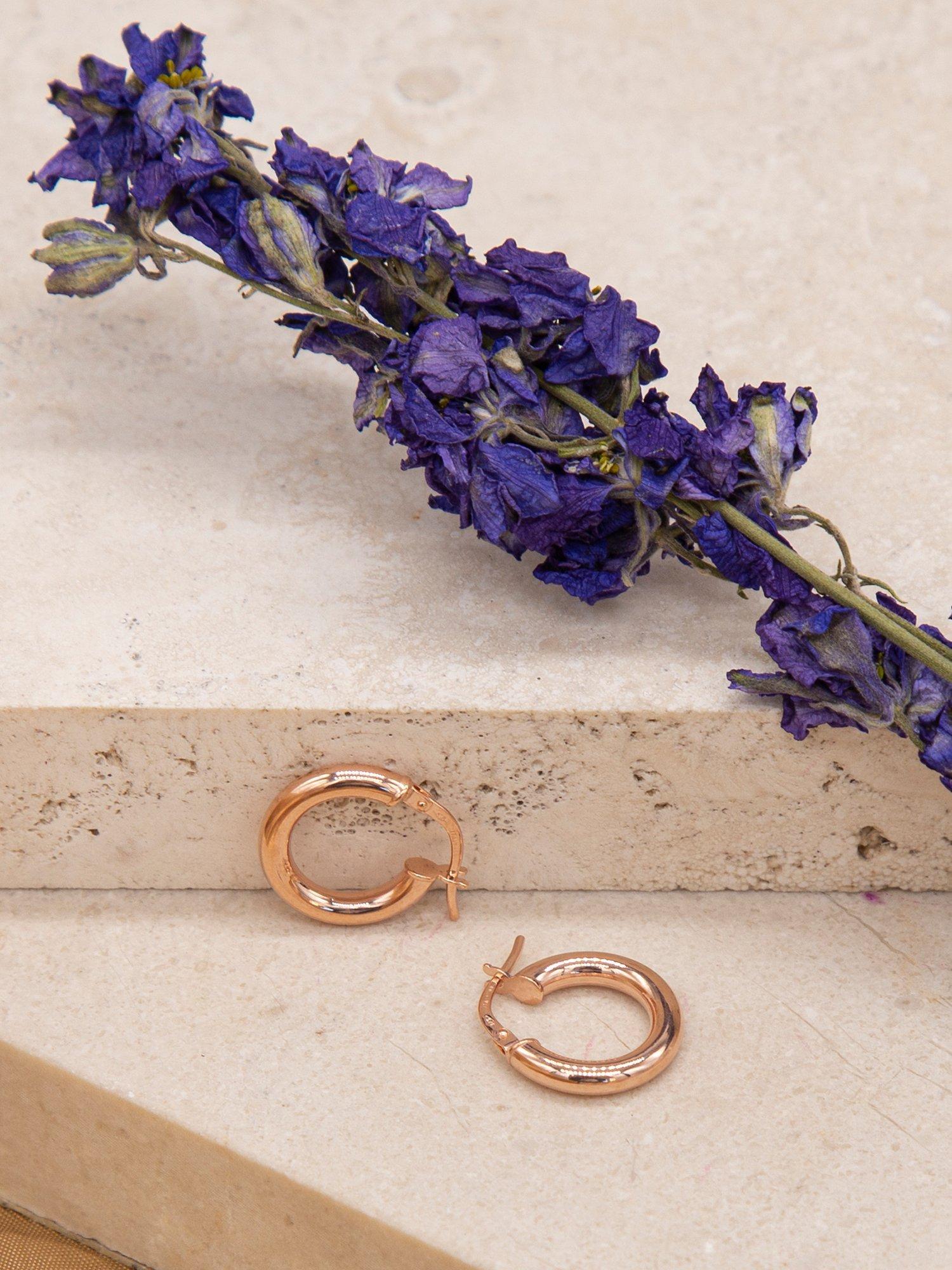 Product image 2 of 4, which shows IBB 9ct Rose Gold Creole Earrings, Rose Gold