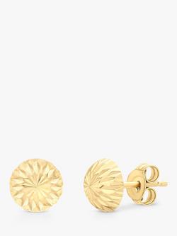 IBB 9ct Gold Diamond Cut Half Ball Stud Earrings, Gold, Gold