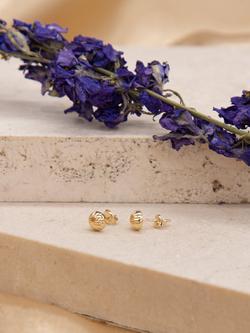 IBB 9ct Gold Diamond Cut Half Ball Stud Earrings, Gold - view 2, Gold