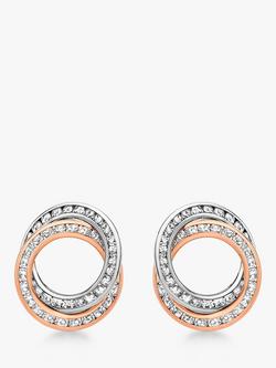IBB 9ct Two Colour Gold Cubic Zirconia Linked Ring Stud Earrings, White/Rose Gold, White/Rose Gold