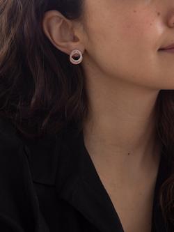 IBB 9ct Two Colour Gold Cubic Zirconia Linked Ring Stud Earrings, White/Rose Gold - view 2, White/Rose Gold