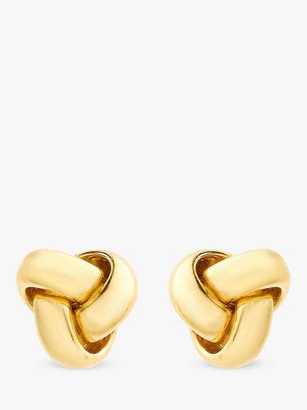 IBB 9ct Gold 8mm Knot Stud Earrings, Gold, Gold