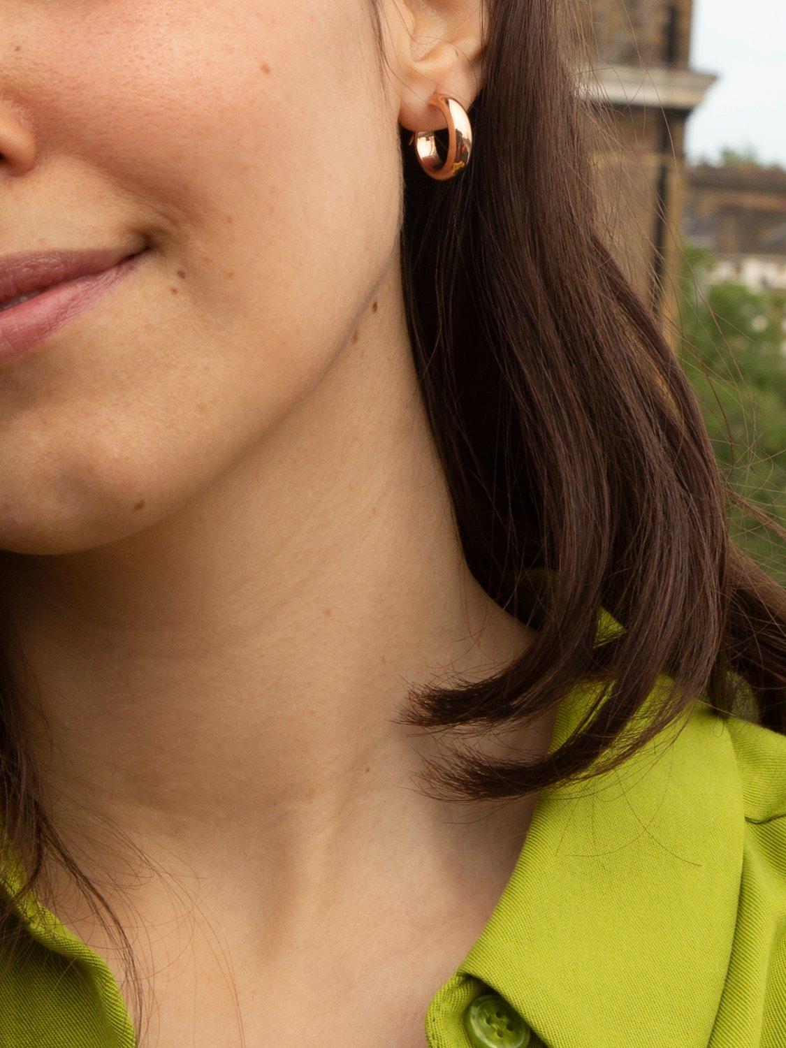 IBB 9ct Gold Polished Creole Earrings, Rose Gold