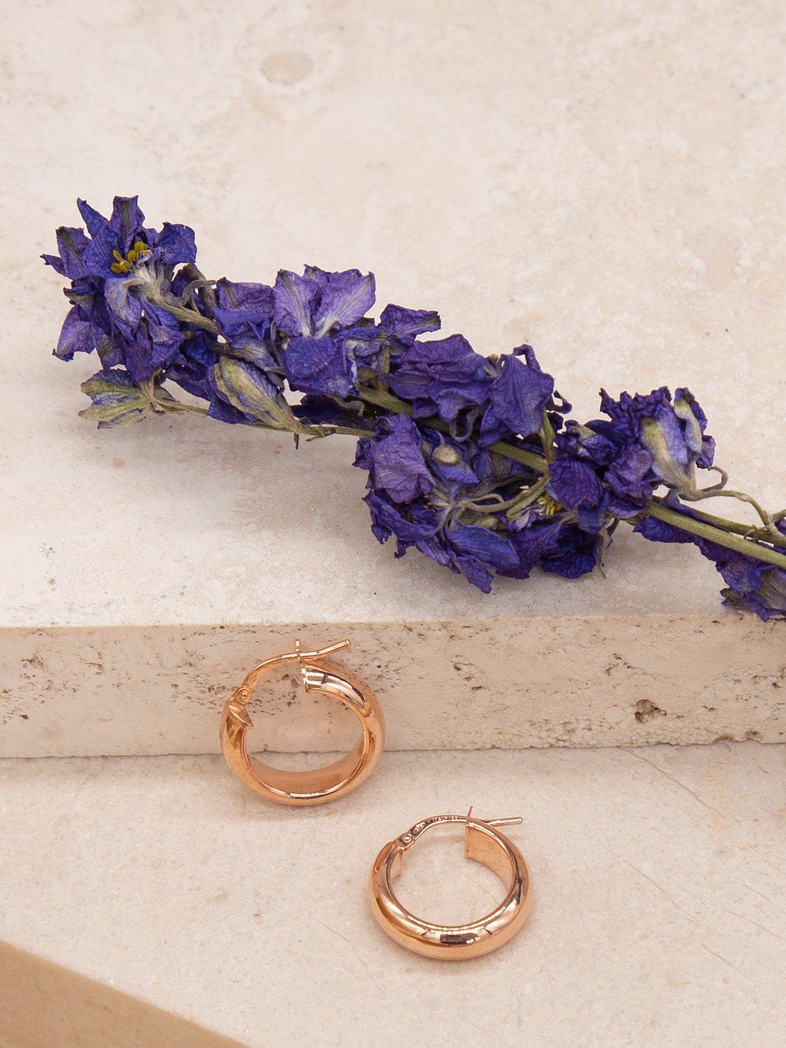 IBB 9ct Gold Polished Creole Earrings, Rose Gold