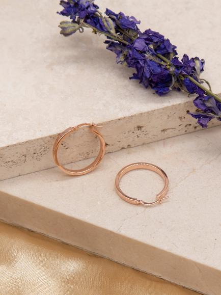 IBB 9ct Rose Gold Creole Earrings, Rose Gold - view 2, Rose Gold