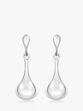 IBB 9ct White Gold Bell Drop Earrings, White Gold