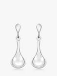 IBB 9ct White Gold Bell Drop Earrings, White Gold