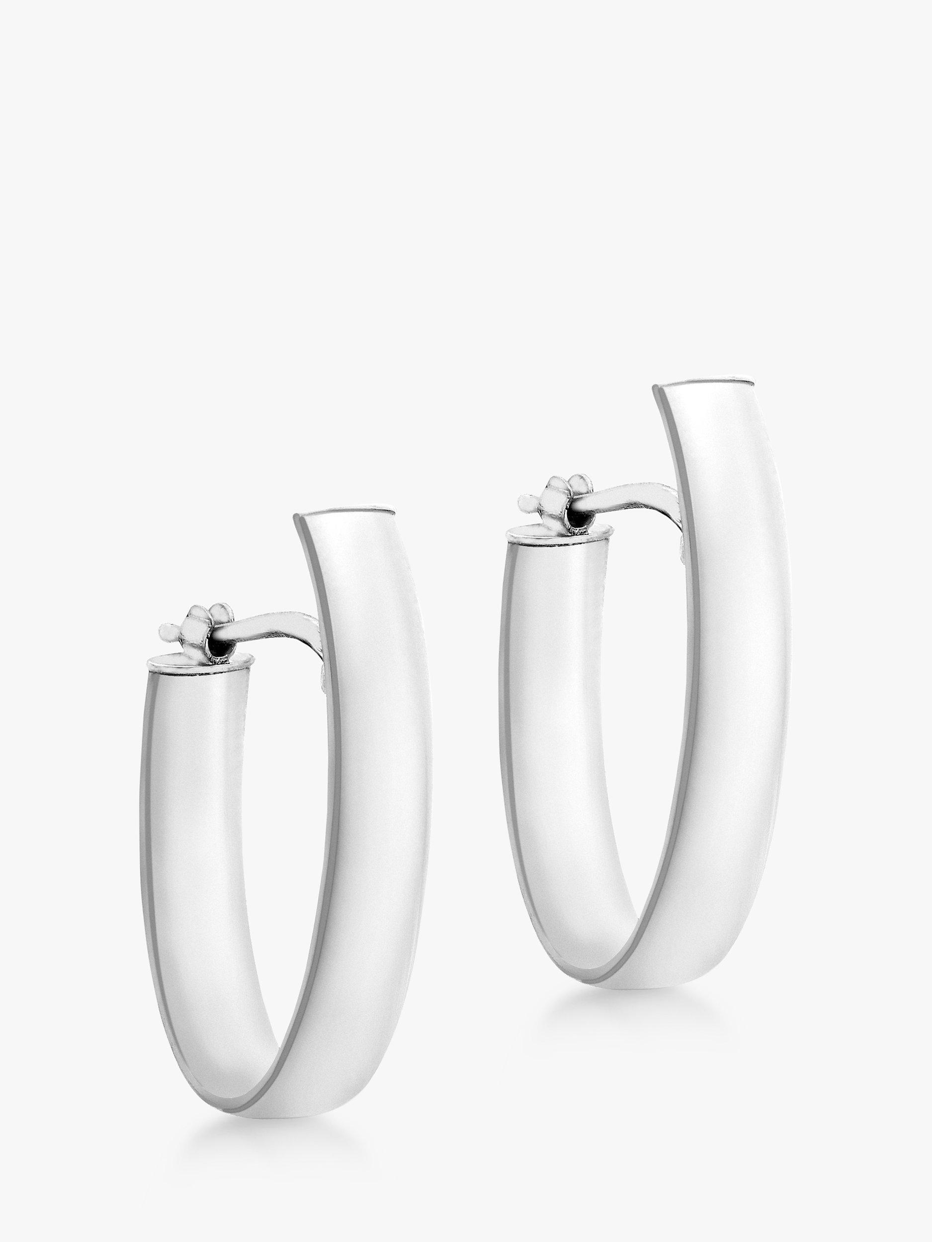 Product image 1 of 4, which shows IBB 9ct White Gold Polished Huggie Hoop Earrings