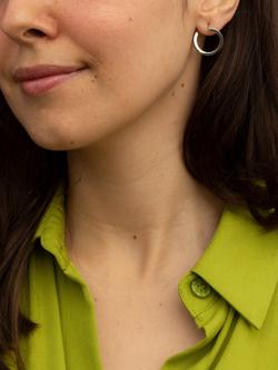 IBB 9ct White Gold Creole Earrings, White - view 2, White