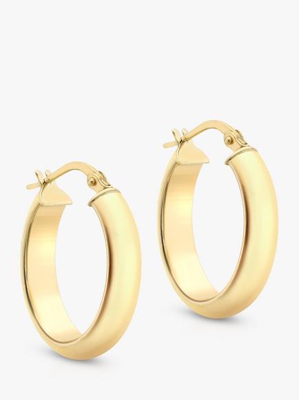 IBB 9ct Yellow Gold Polished Oval Creole Earrings, Gold, Gold