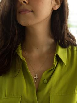 IBB 9ct White Gold Plain Cross Pendant, White Gold - view 2, White