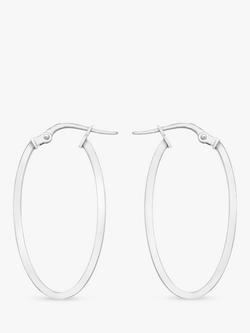 IBB 9ct White Gold Oval Creole Earrings, White Gold, White Gold
