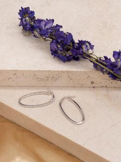 IBB 9ct White Gold Oval Creole Earrings, White Gold - view 2, White Gold