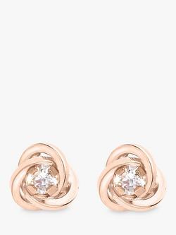 IBB 9ct Gold Knot Stud Earrings, Rose Gold, Rose Gold
